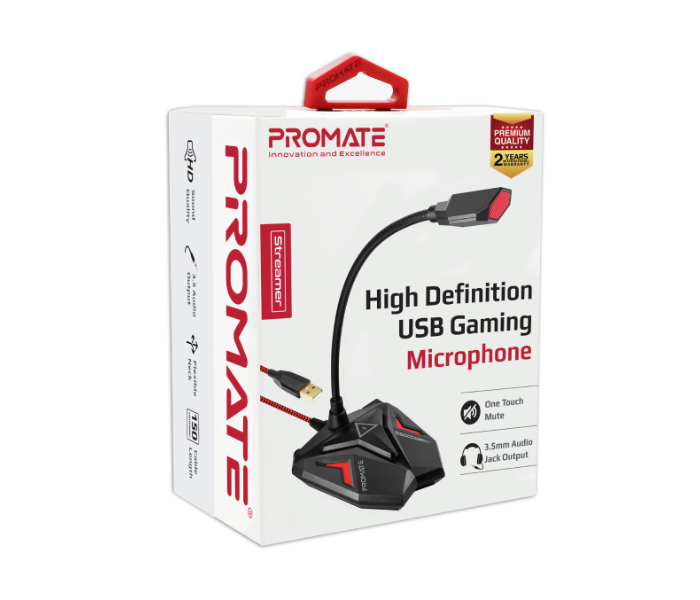 Promate Streamer USB Gaming Microphone - Black and Red - Zoom Image 8