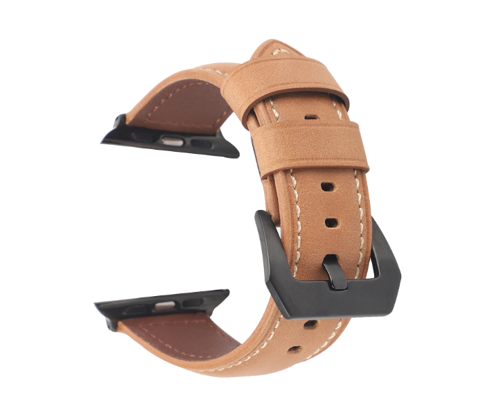 Promate Stitch-42ML 42mm Leather Watch Strap for Apple Watch Series - Light Brown - Zoom Image 1