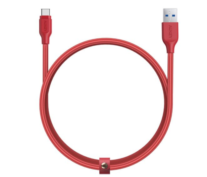 Aukey 2 Meter Aluminum Head USB Type C Braided Cable - Red - Zoom Image 1