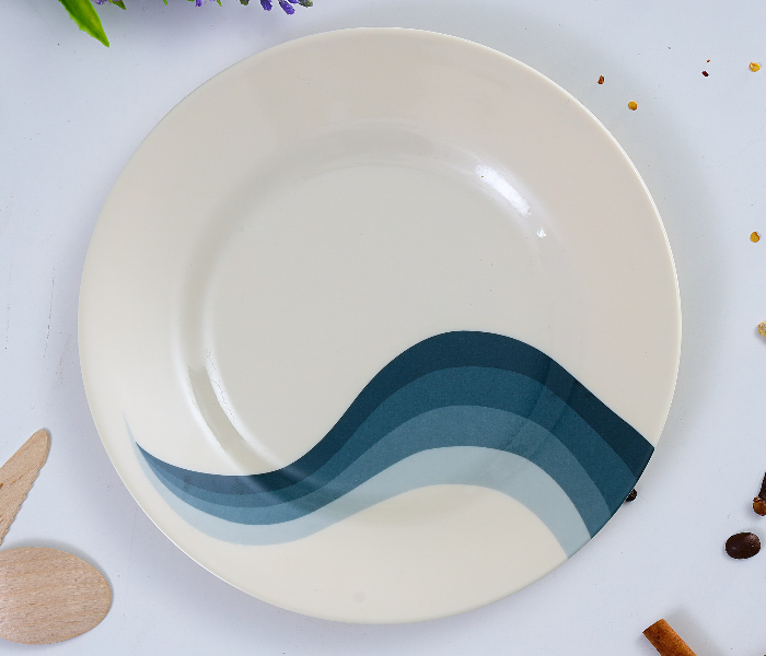 Royalford RF8022 10-inch Melamine Ware Super Rays Deep Plate - Ivory & Blue - Zoom Image 2