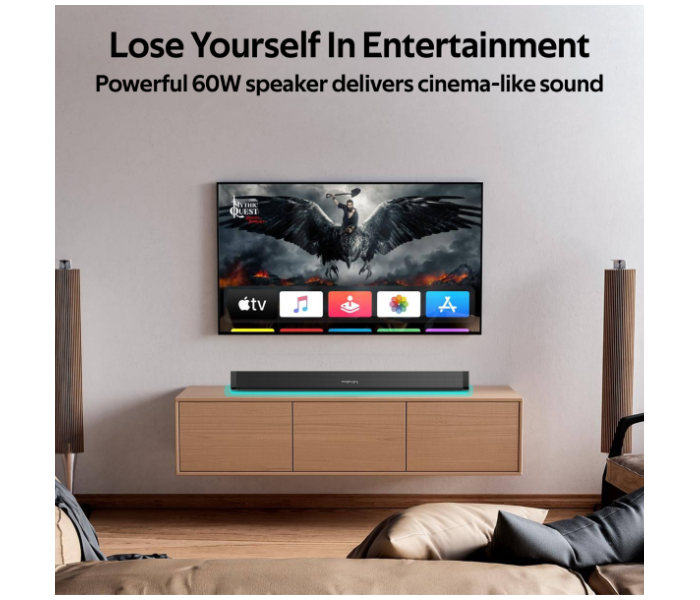 Promate BluesBar-60 60W Bluetooth Soundbar with Remote Control - Black - Zoom Image 2