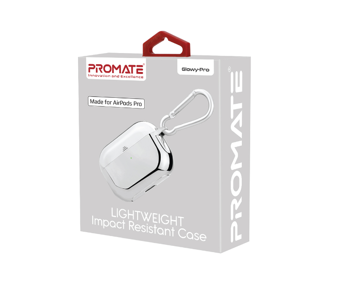 Promate GLOWY-PRO AirPods Pro Wireless Charging Compatible Case - Silver - Zoom Image 6