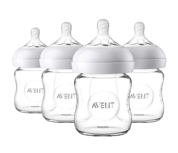 Philips Avent Pack of 4 Natural Glass Baby Bottle - Clear - Zoom Image