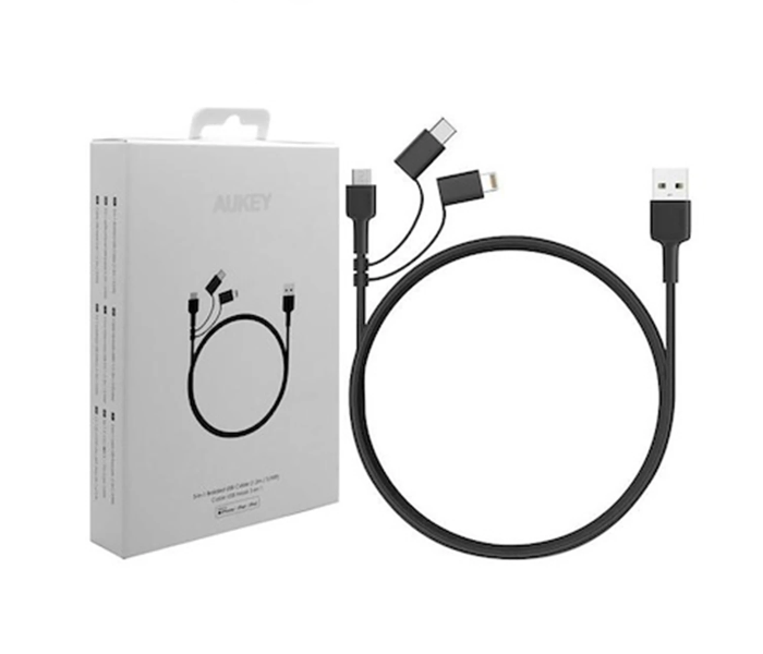 Aukey 3 in 1 MFi Lightning 8 PIN Sync and Charging Cable - Black - Zoom Image 3