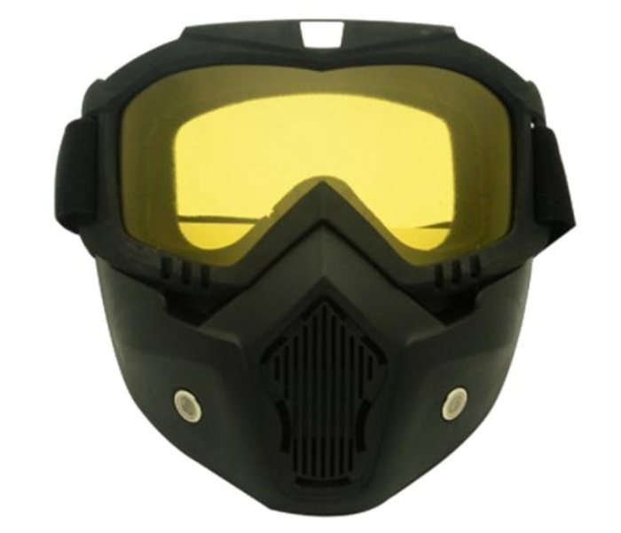 Full Face Safety Mask with Detachable Goggles for Cycling and Scooter - Yellow Lens - Zoom Image 3