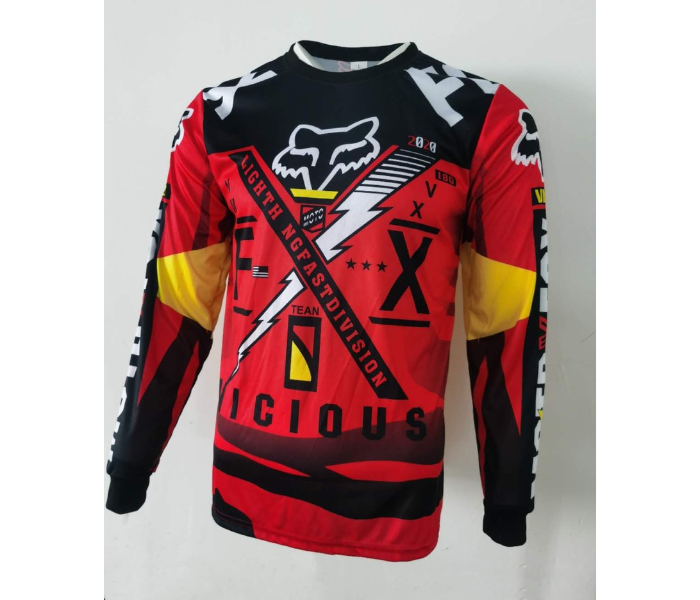 Sublimated FX1 Longsleeves Jersey EXTRA LARGE for Cycling and Scooters  - Red - Zoom Image 1