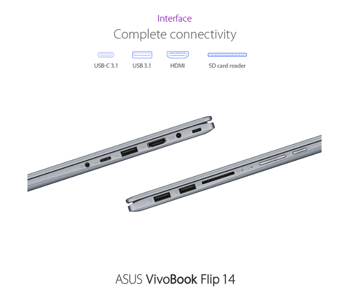 Asus VivoBook Flip 14 TP412FA-EC598T 14 Inch FHD Intel Core i3 Processor 4GB RAM 128GB SSD Intel HD Graphics - Silver - Zoom Image 3