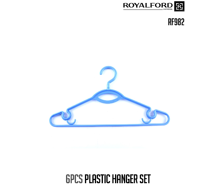 Royalford RF982-H6 6 Pieces Plastic Hanger Set - Blue - Zoom Image 4