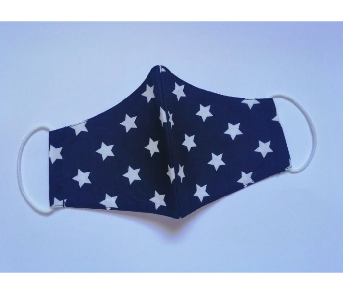 Face Mask For Kids Blue Color With White Stars - Zoom Image