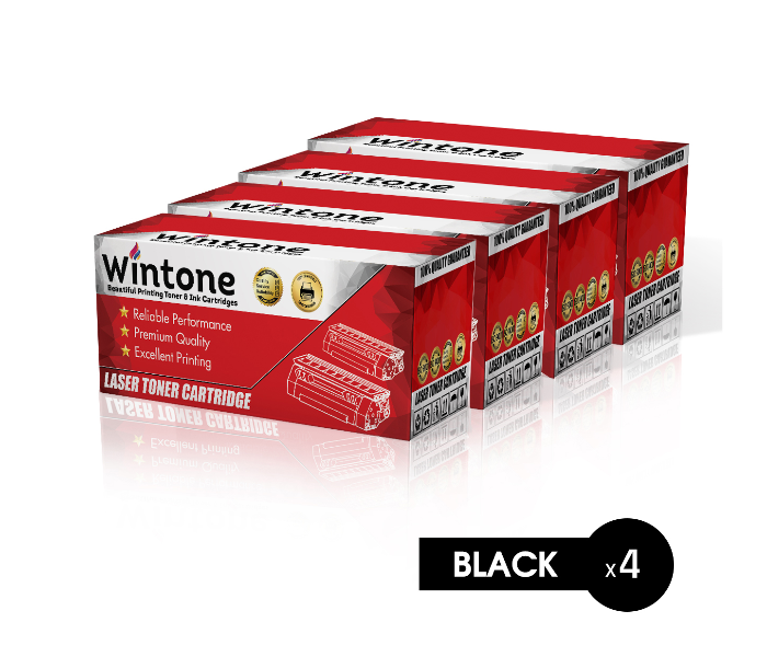 Wintone Set of 4 Pack Laser Toner Cartridge CF283X 83X CRG737 for Canon and HP LaserJet Pro MFP - Black - Zoom Image