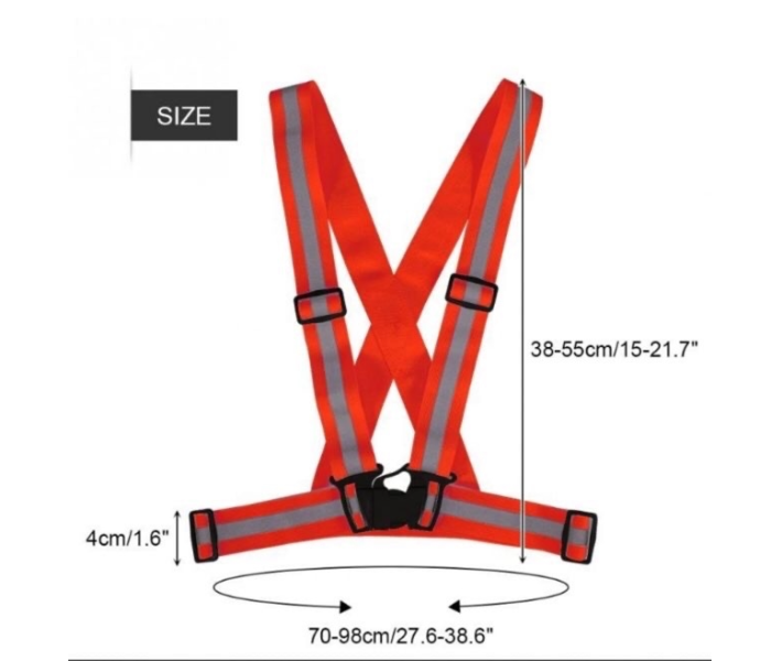 Safety Reflective Adjustable Vest with Elastic Strap for Cycling and Scooter - Orange  - Zoom Image 1