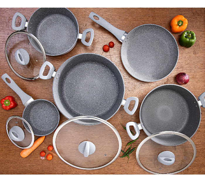 Royalford RF9555 9 Pieces Smart Forged Aluminium Cookware Set - Grey - Zoom Image 3