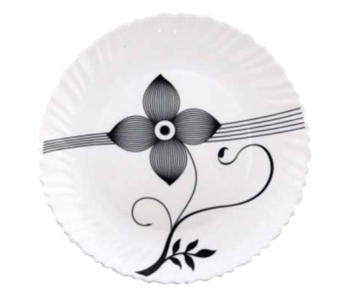 Royalford RF6103 7.5-inch Opal Ware Soup Plate - White & Black - Zoom Image 1