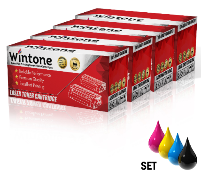 Wintone Compatible Set of 4 Pack Toner Cartridges CF400A CF401A CF402A CF403A CF201 A 201A for HP Color LaserJet Pro - Black,Cyan,Yellow and Magenta - Zoom Image