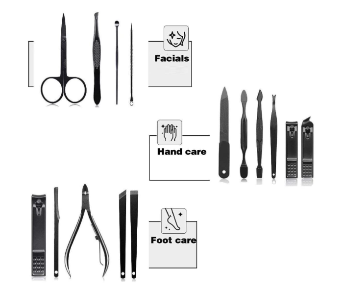 15 Pieces Manicure pedicure Nail Clipper Set - Black - Zoom Image 4