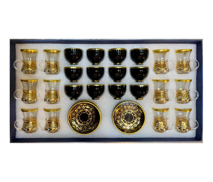 Classic Arabic 24 Pieces Set With 12 Saucers - Carbon Black - Zoom Image