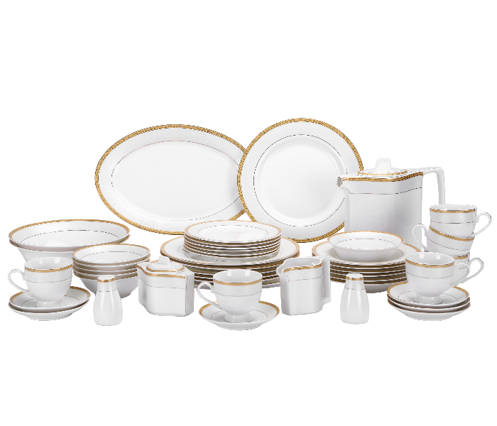 Royalford RF8398 47 Pieces Ovation Fine Bone Round Dinner Set - White & Gold - Zoom Image 4