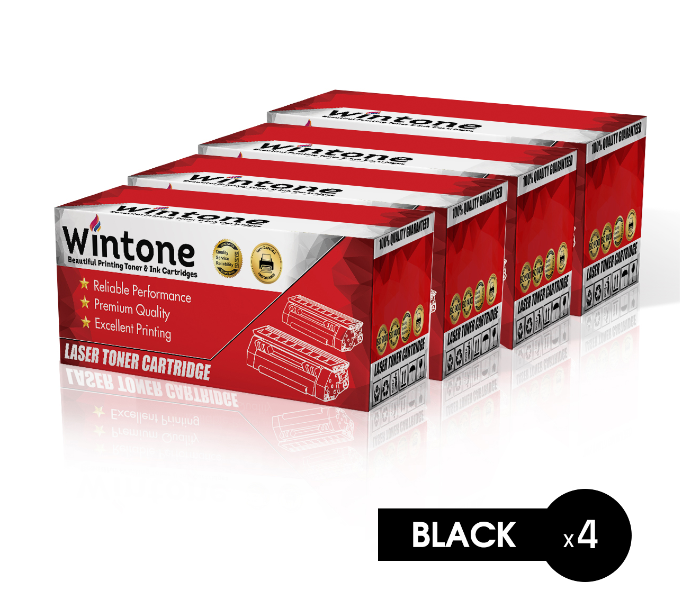 Wintone Set of 4 Pack CF4129X 29X Laser Toner Cartridge for HP LaserJet - Black - Zoom Image