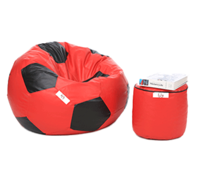 Watiaa Football Bean Bag with Round Puffy - Red and Black - Zoom Image