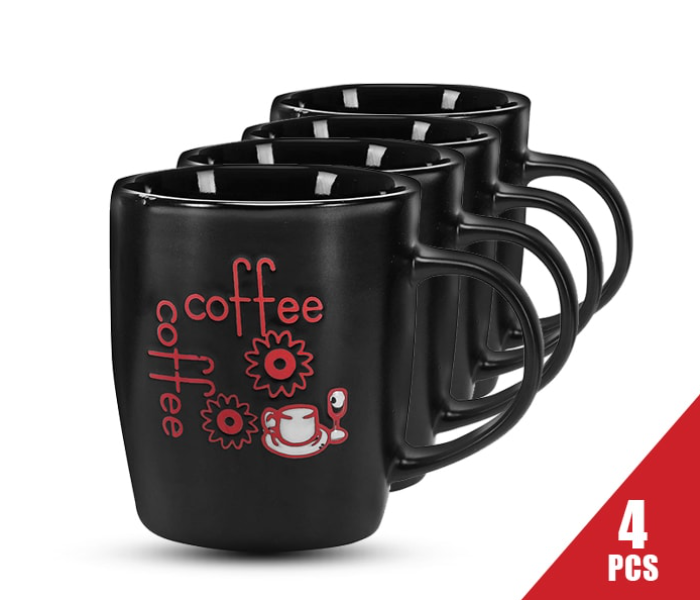 Royalford RF2921-FB 355ML Ceramic Coffee Mug 4 Pieces - Black & Red - Zoom Image 6