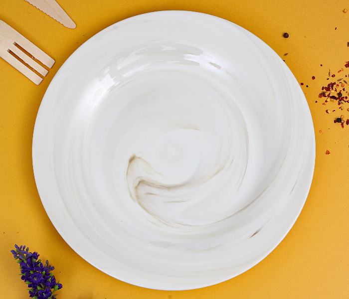 RoyalFord RF9246 10.5-inch New Bone Marble Dinner Plate - White & Brown - Zoom Image 2