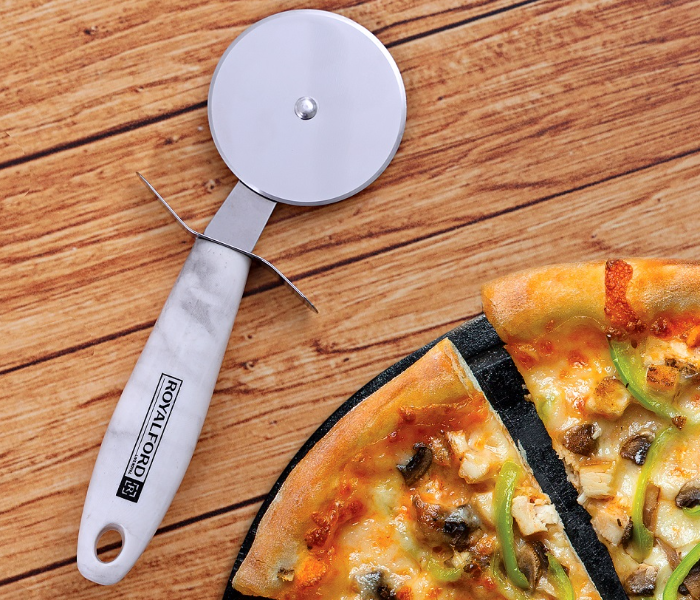 Royalford RF9546 Marble Designed Stainless Steel Pizza Cutter - White & Grey - Zoom Image 3