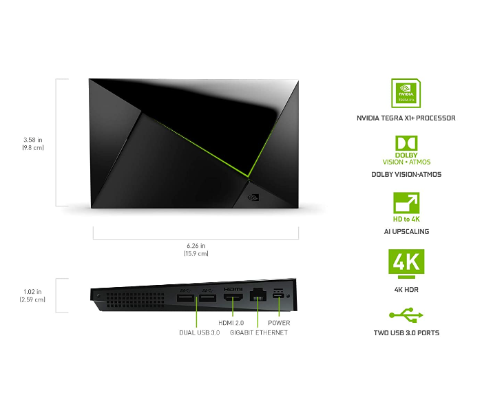 Nvidia Shield 3GB RAM 2X USB High Performance Dolby Vision Android TV PRO 4K HDR Streaming Media Player Works with Alexa  - Zoom Image 2