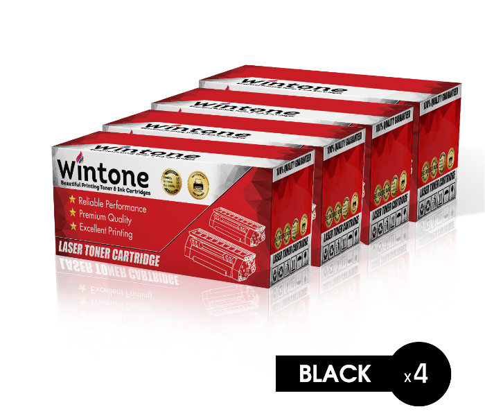 Wintone Set of 4 Pack Laser Toner Cartridge CF280A for HP LaserJet Pro - Black - Zoom Image