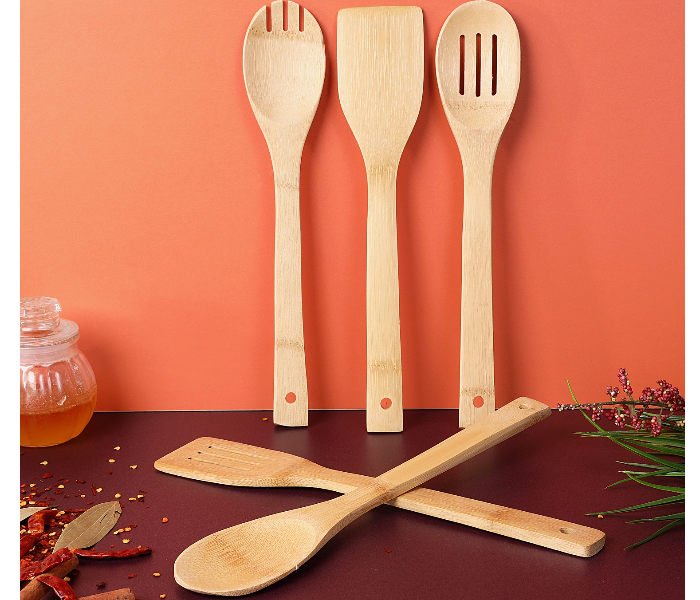 Royalford RF5110 Bamboo 5 Pieces Kitchen Tools Set - Beige - Zoom Image 2