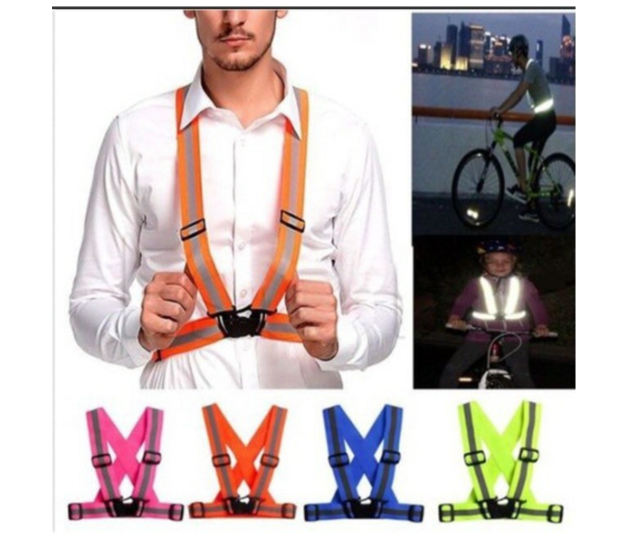 Safety Reflective Adjustable Vest with Elastic Strap for Cycling and Scooter - Black - Zoom Image 2