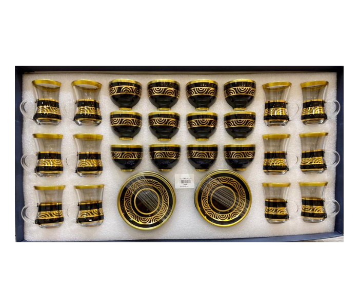 Classic Arabic 24 Pieces Set With 12 Saucers - Black - Zoom Image