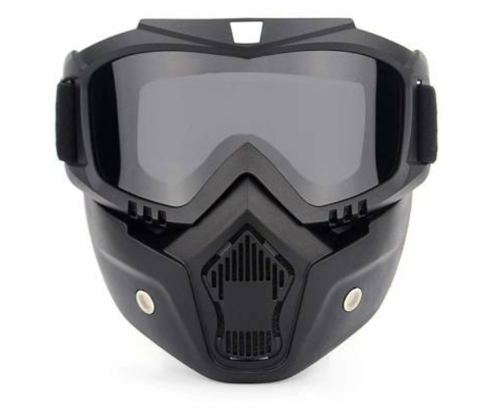 Full Face Safety Mask with Detachable Goggles for Cycling and Scooter - Black Lens - Zoom Image 1