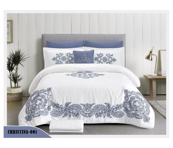 Unique Home 6 Pieces Decorative Embroidery King Comforter - White - Zoom Image