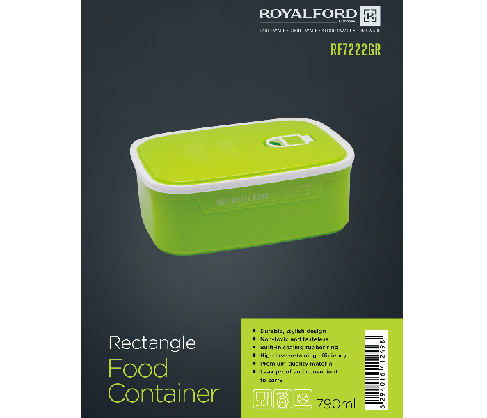 Royalford RF7222GR 790ml Rectangle Food Container - Green - Zoom Image 4