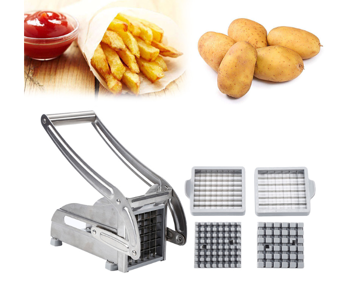 2 Blades Stainless Steel Home French Fries Potato Strip Slicer - Silver - Zoom Image 2