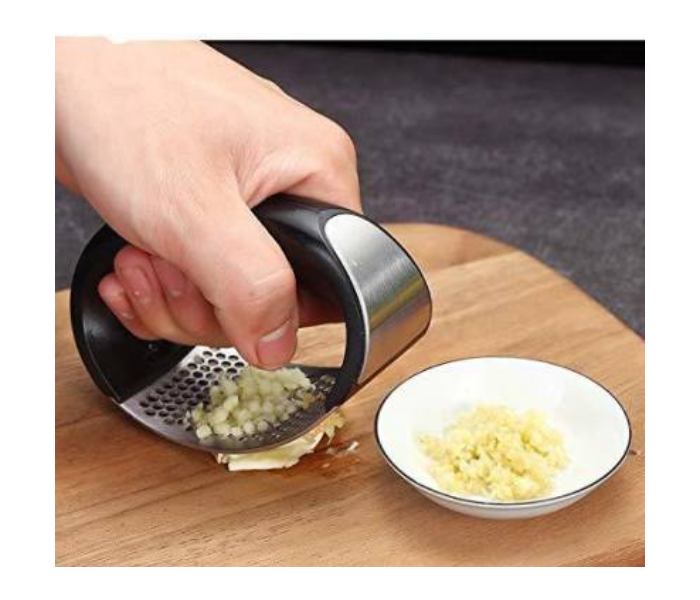 GTC Stainless Steel Garlic Press Crusher Squeezer Mincer Chopper - Black and Silver - Zoom Image 2