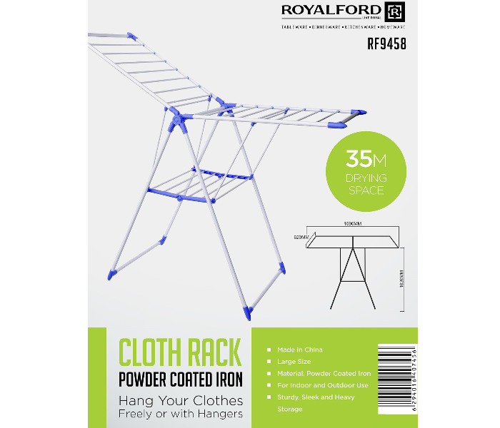 Royalford RF9458 Adjustable Metal Cloth Dryer - Blue & White - Zoom Image 3