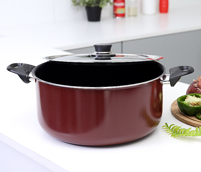 Royalford RF391C26 26 cm Non-Stick Cooking Pot - Maroon - Zoom Image 3