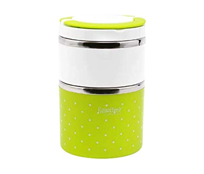 Royalford RF6145 Stainless Steel Double Layers Lunch Box - White and Green - Zoom Image 2