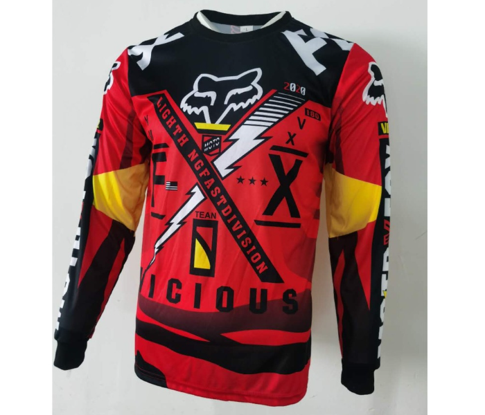 Sublimated FX1 Longsleeves Jersey DOUBLE XL for Cycling and Scooters  - Red - Zoom Image 1