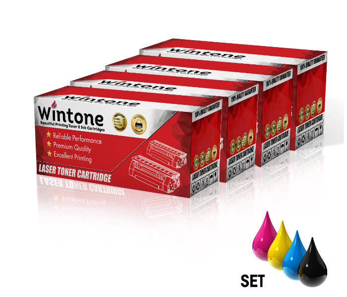 Wintone Compatible Set of 4 Toner Cartridges CF410A CF411A CF412A CF413A 410A for HP LaserJet MFP - Black,Cyan,Yellow and Magenta - Zoom Image