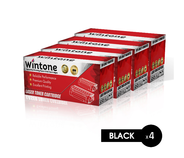 Wintone Set of 4 Pack CF214A 14A Laser Toner Cartridge for HP LaserJet Enterprise Managed - Black - Zoom Image