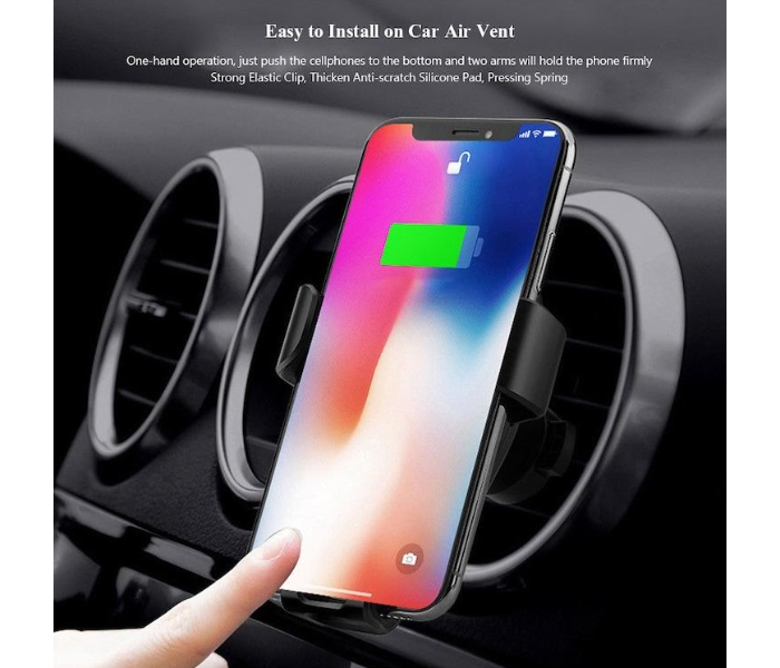 Car Mobile Holder with Fast Wireless Automatic Charging for all Qi certified Mobiles- Black - Zoom Image 4