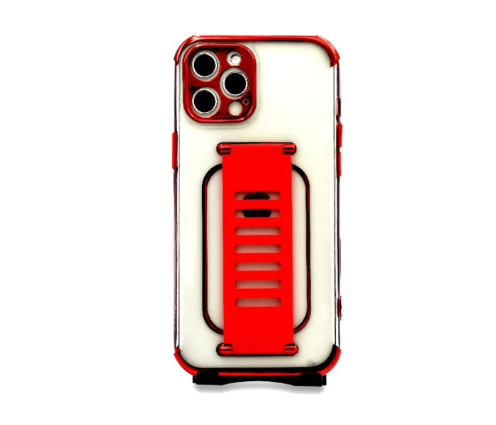 Grip2U GR-1300 Transparent Case With Finger Grip For iPhone 12 Pro Max - Red - Zoom Image