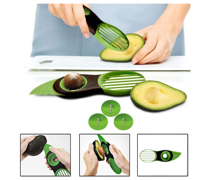 GTC 3 in 1 Avocado Tool Multifunctional Unique Slicer and Cutter - Green - Zoom Image 2