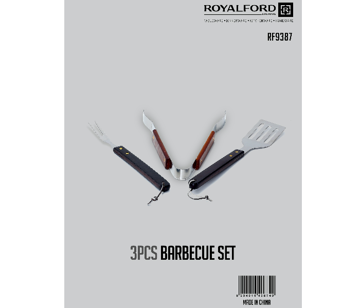 RoyalFord RF9387 3 Pieces Barbecue Set - Silver - Zoom Image 2