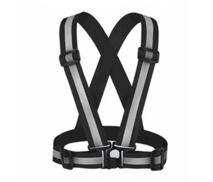 Safety Reflective Adjustable Vest with Elastic Strap for Cycling and Scooter - Black - Zoom Image 1