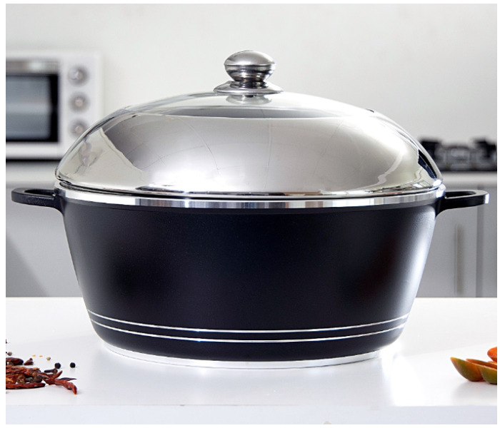 Royalford RF8617 40CM Classic Die-Cast Aluminum Casserole - Black & Stainless Steel - Zoom Image 3