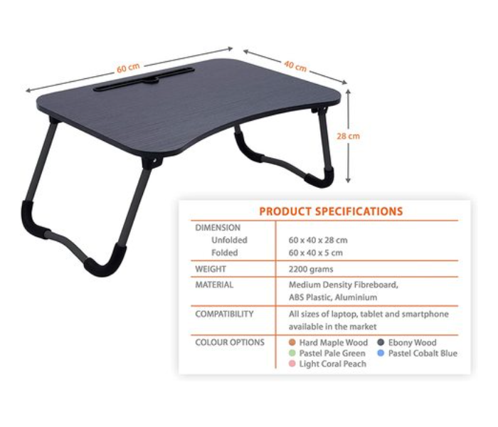 Multi-Purpose Portable and Foldable Round Edges Non- Slip Hard Maple Wood Table - Black  - Zoom Image 3