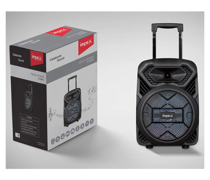 Impex TS 1109 B 8 Watts Trolley Rechargeable Speaker with Wireless Mic Bluetooth,FM USB Remote Control - Black - Zoom Image 2